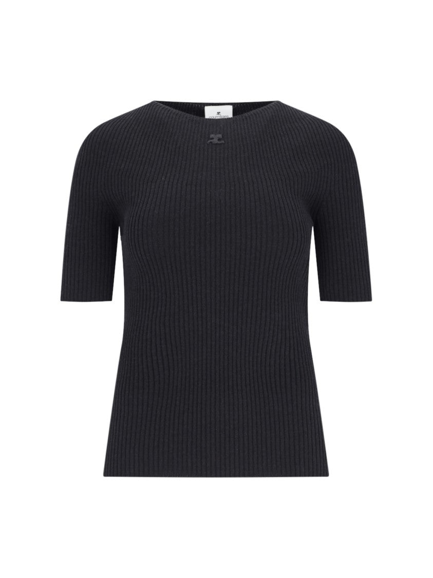 Courrèges Solar Light Logo Sweater In Black