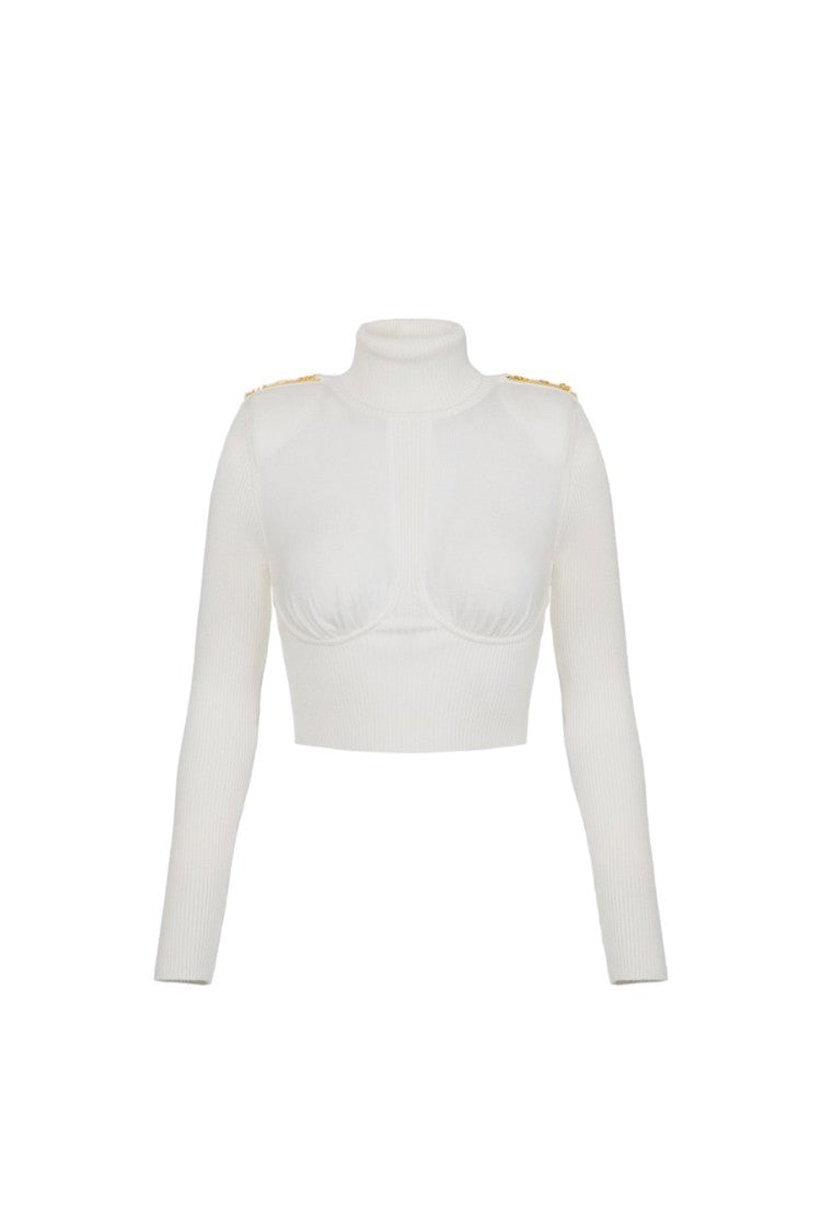 Elisabetta Franchi Sky Blue High Neck Sweater