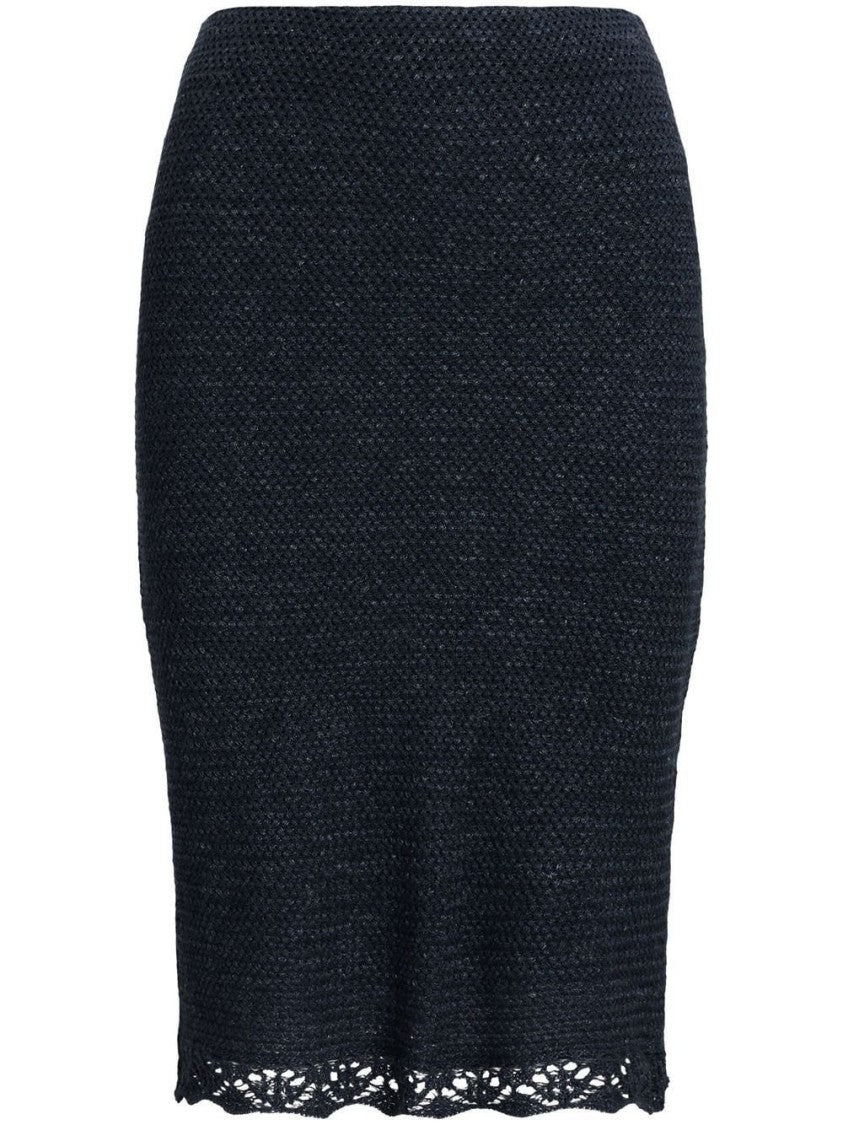 Polo Ralph Lauren Textured Knee-Length Pencil Skirt With Lace Trim