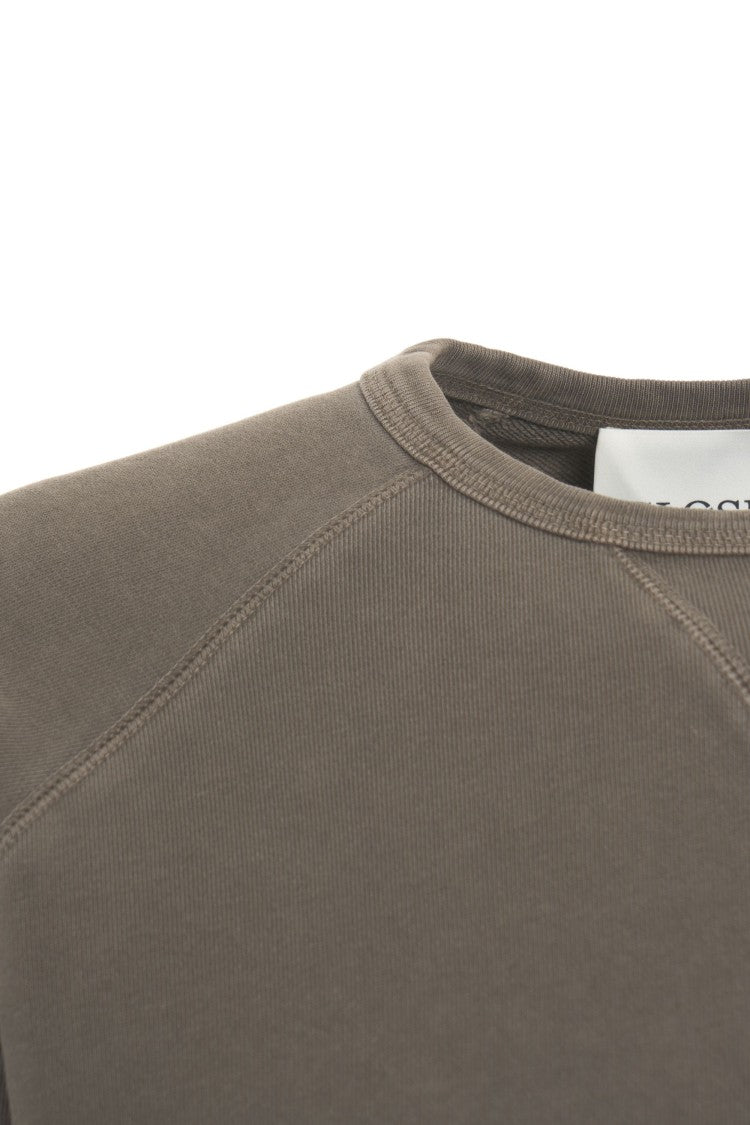 Closed Minimalist Brown Sweatshirt With Crew Neck And Raglan Sleeves