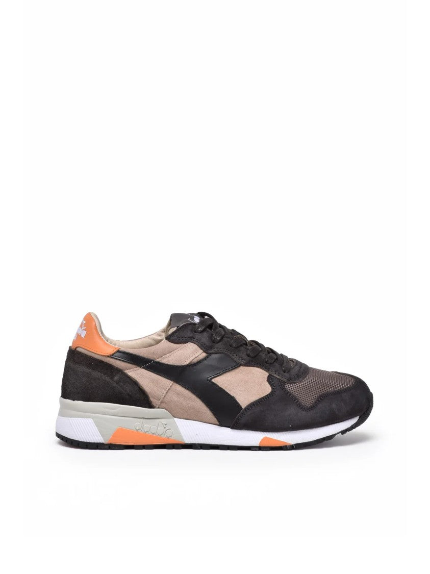 Diadora Heritage Black Beige Leather Polyester Sneakers