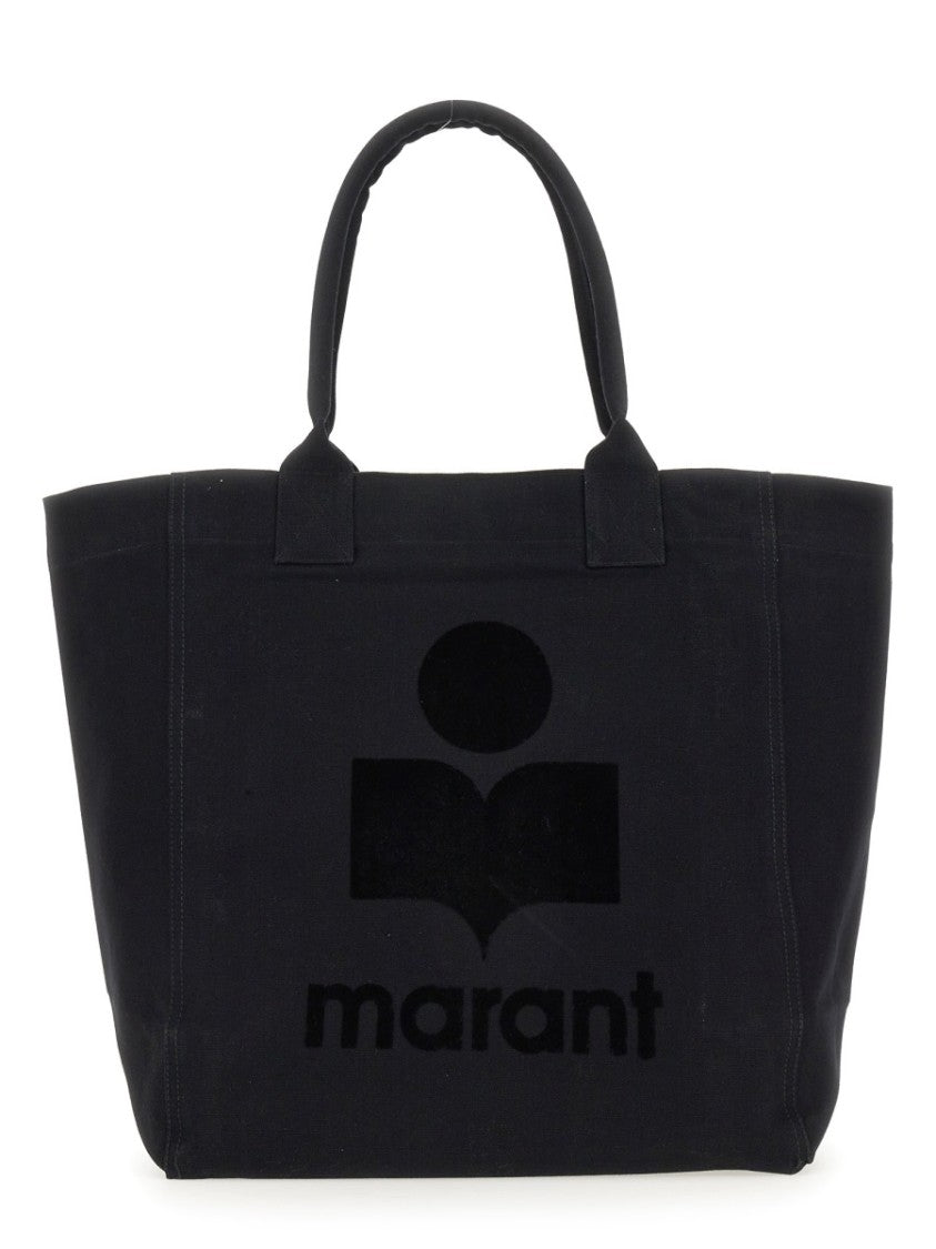 Isabel Marant Rectangular Black Cotton Tote Bag With Embossed Logo