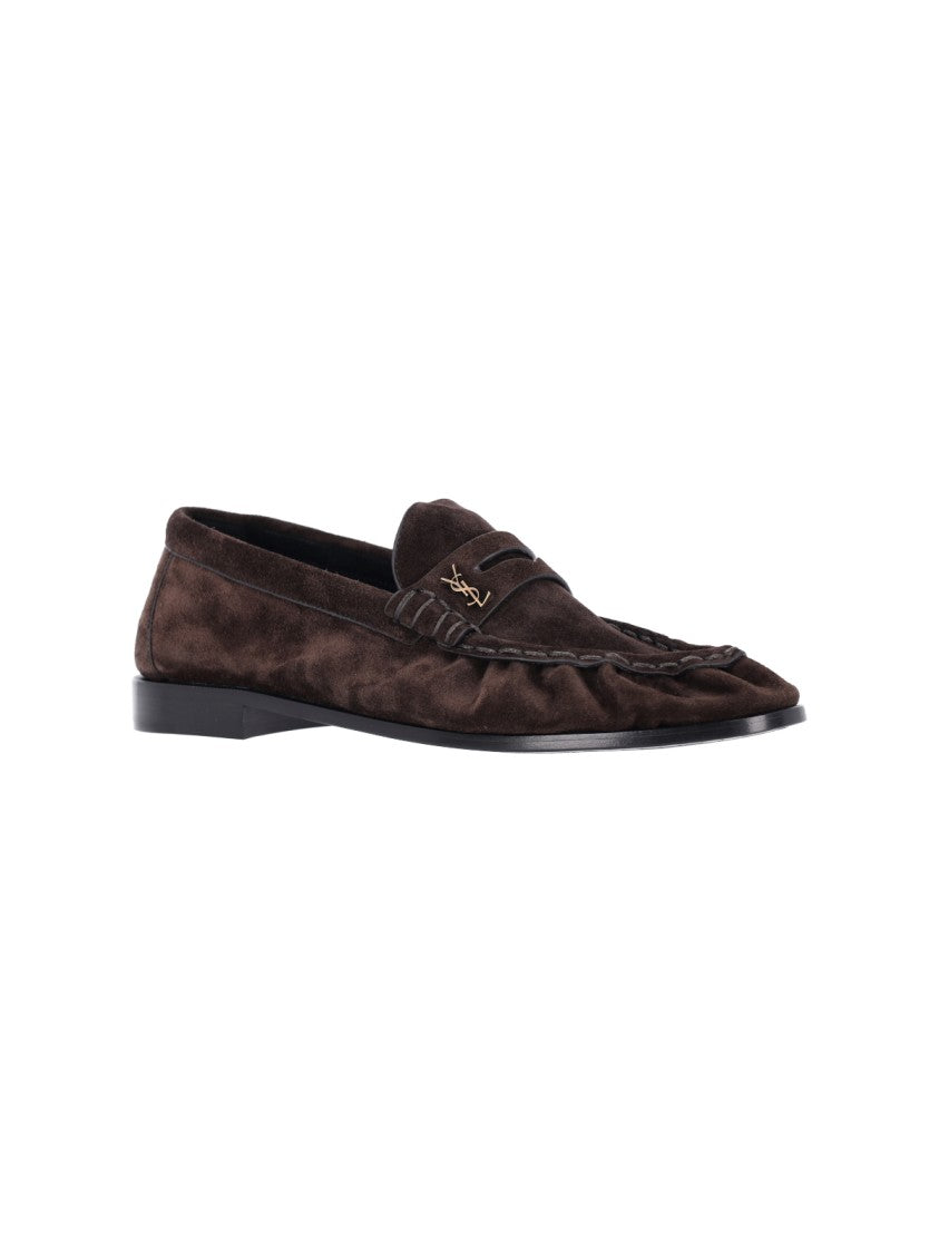 Saint Laurent Brown Le Loafer Suede Loafers