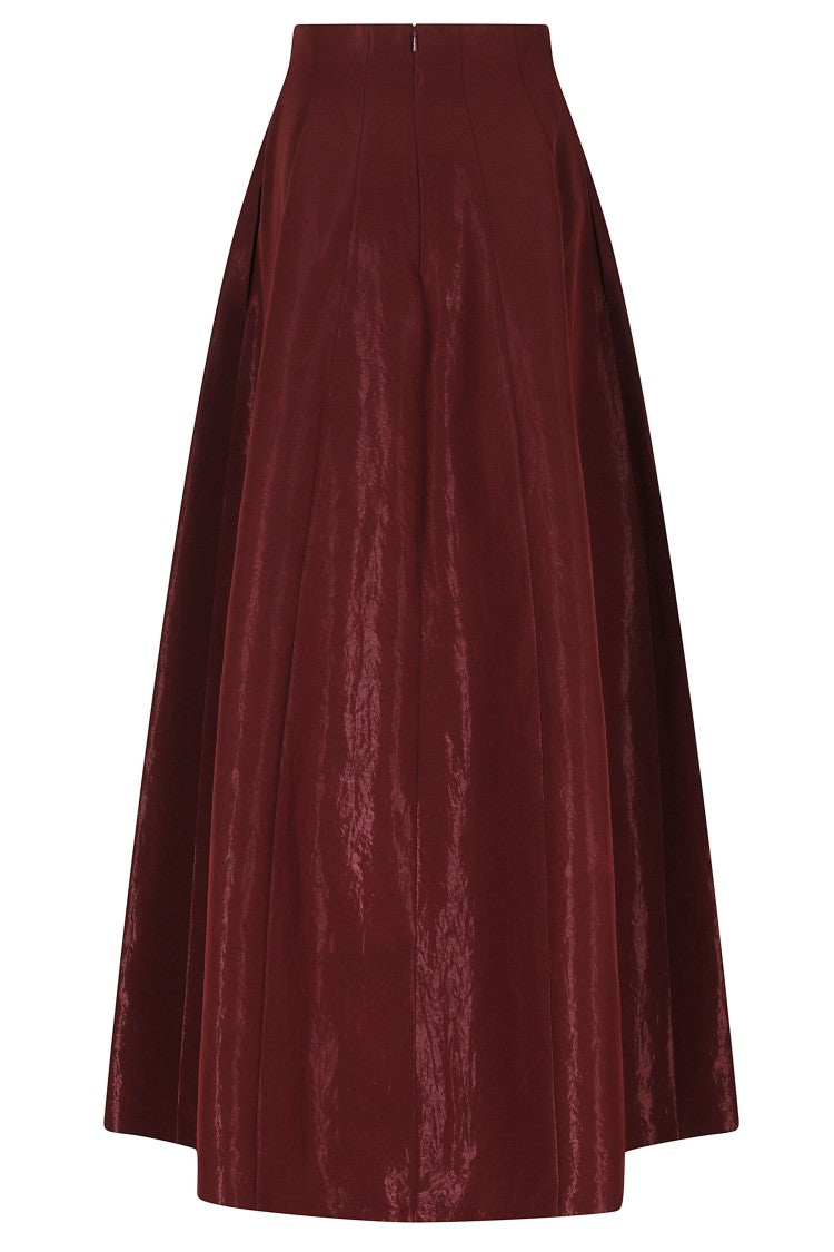Alberta Ferretti Red Trapeze Panel Triacetate-Blend Maxi Skirt
