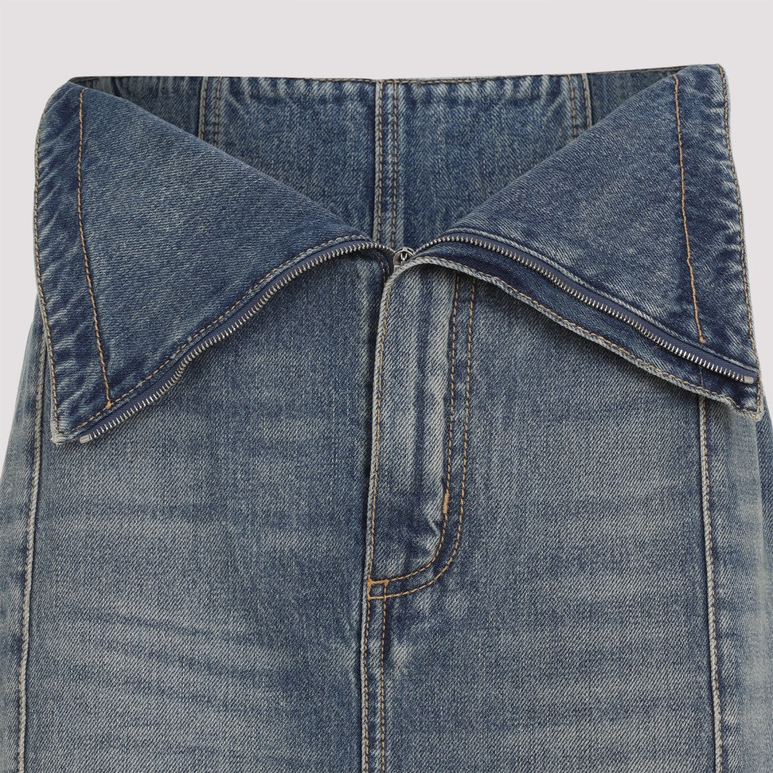 Alexander Mcqueen Blue Cotton Midi Skirt