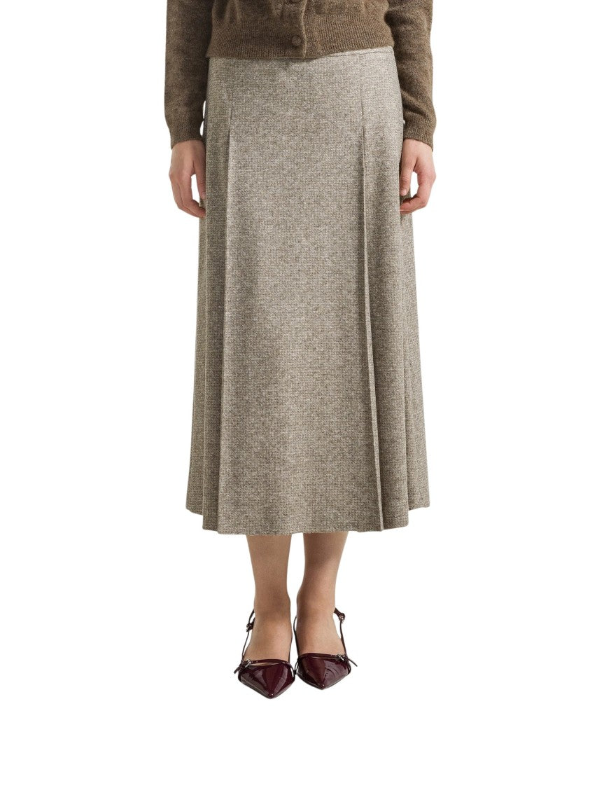 Seventy Venezia Pressed Wool-Blend Knit A-Line Midi Skirt