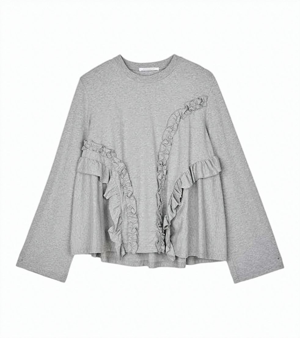 Cecilie Bahnsen Asymmetrical Ruffle Detail Long-Sleeve Top