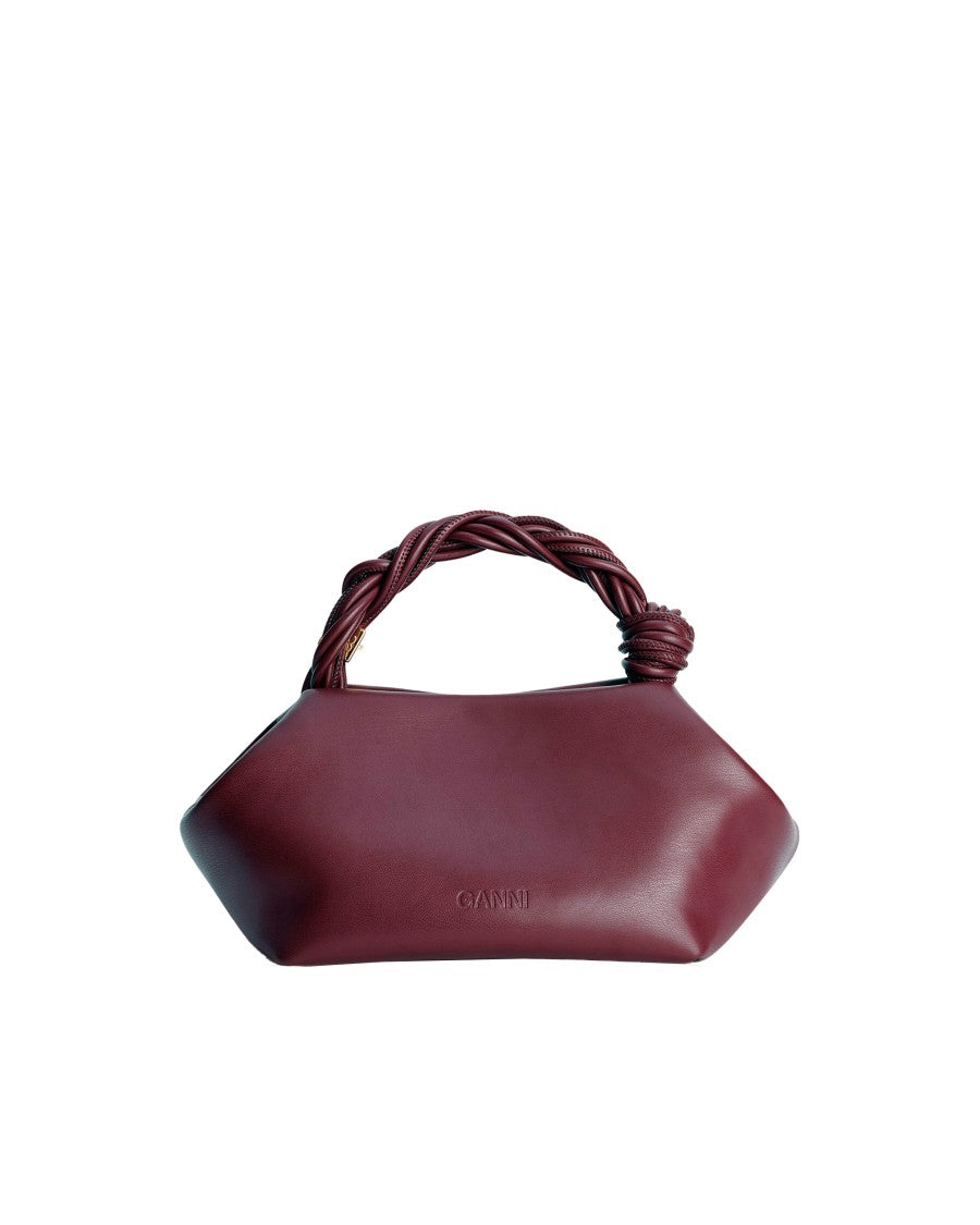 Ganni Small Structured Bou Bag In Recycled Leather With Twisted Handle