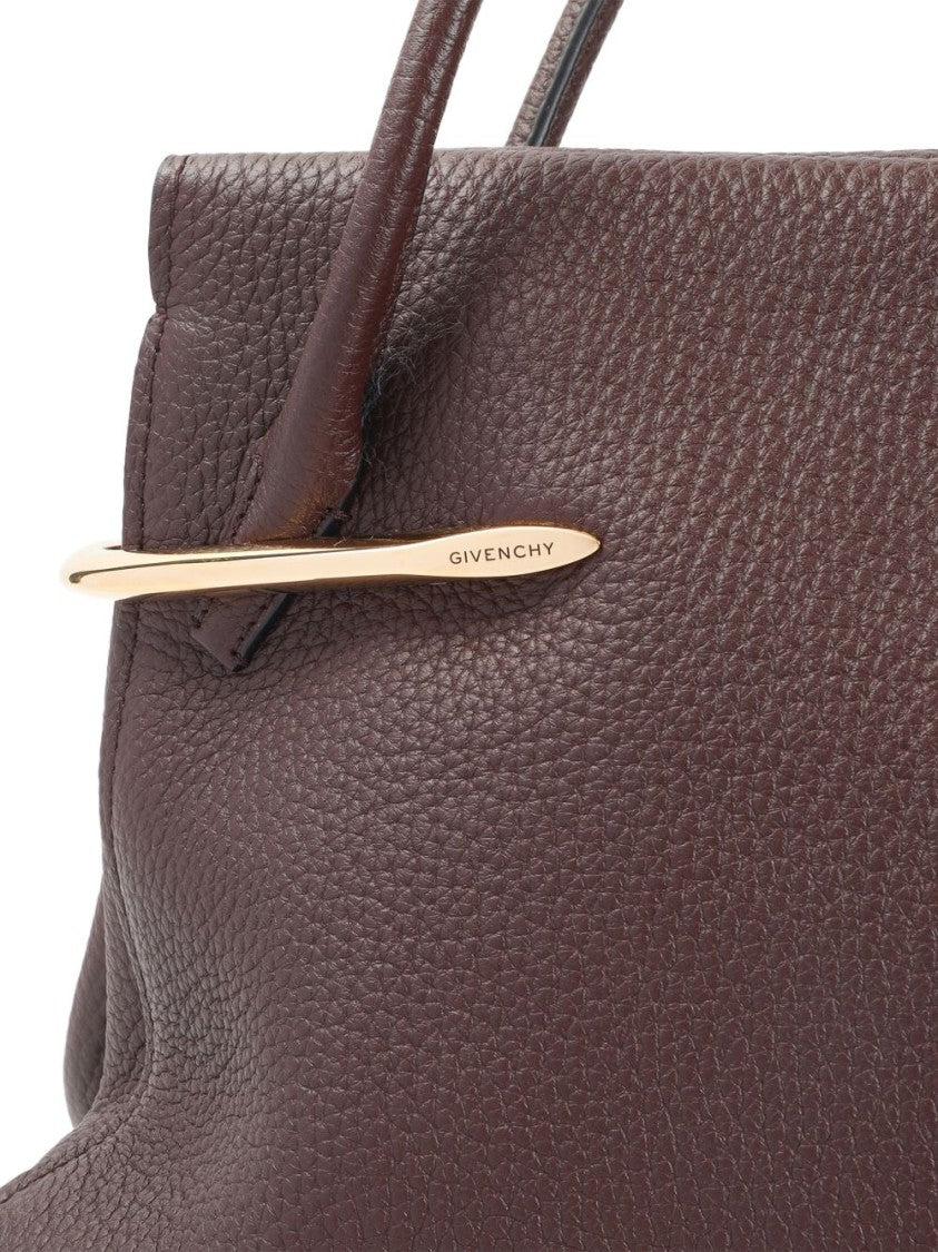 Givenchy Brown Textured Gold Accents Silk Bag
