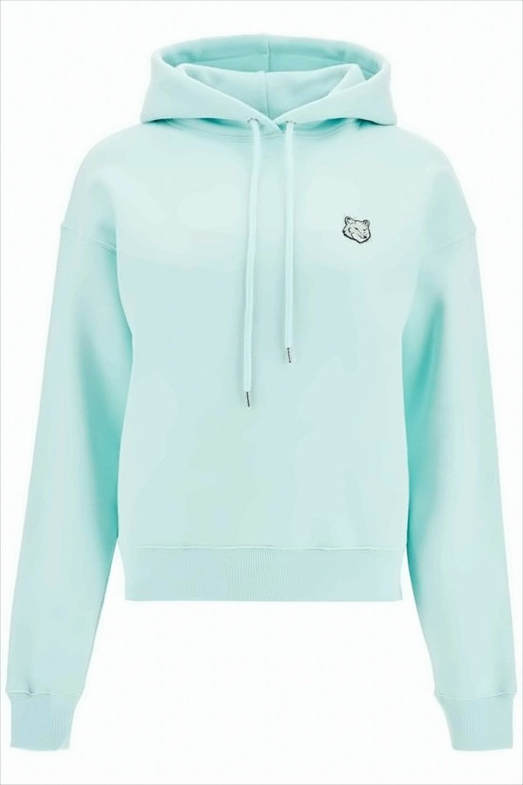Maison Kitsuné Pastel Mint Cropped Hoodie With Embroidered Fox Logo