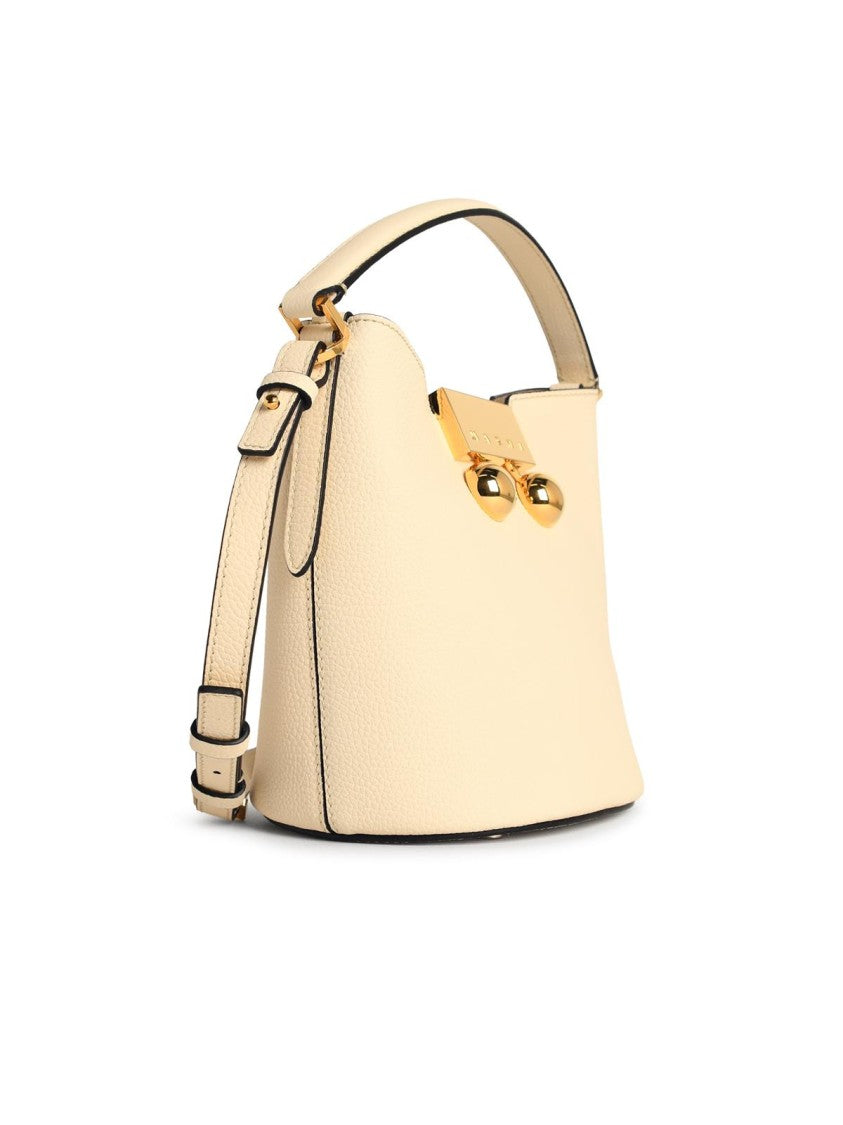 Marni Medium 'Trunkaroo' White Leather Shoulder Bag