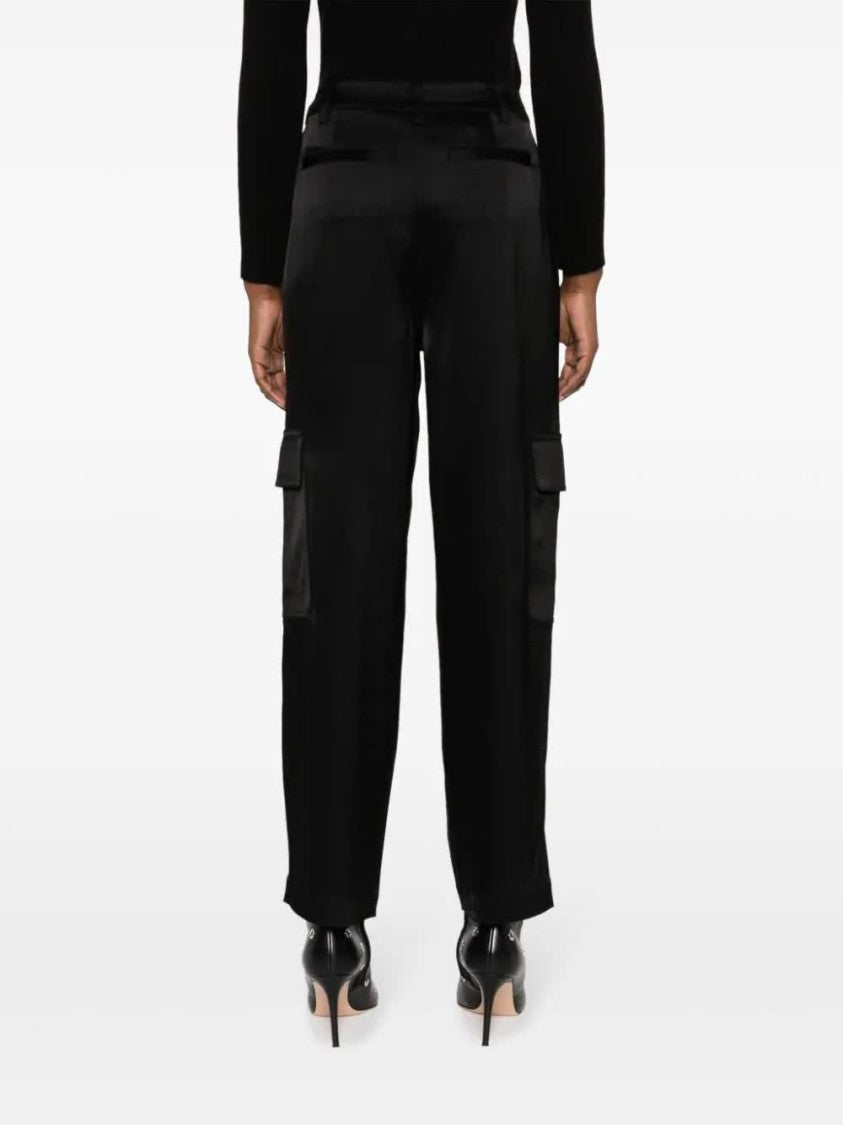 Michael Kors Black Satin Cargo Pants