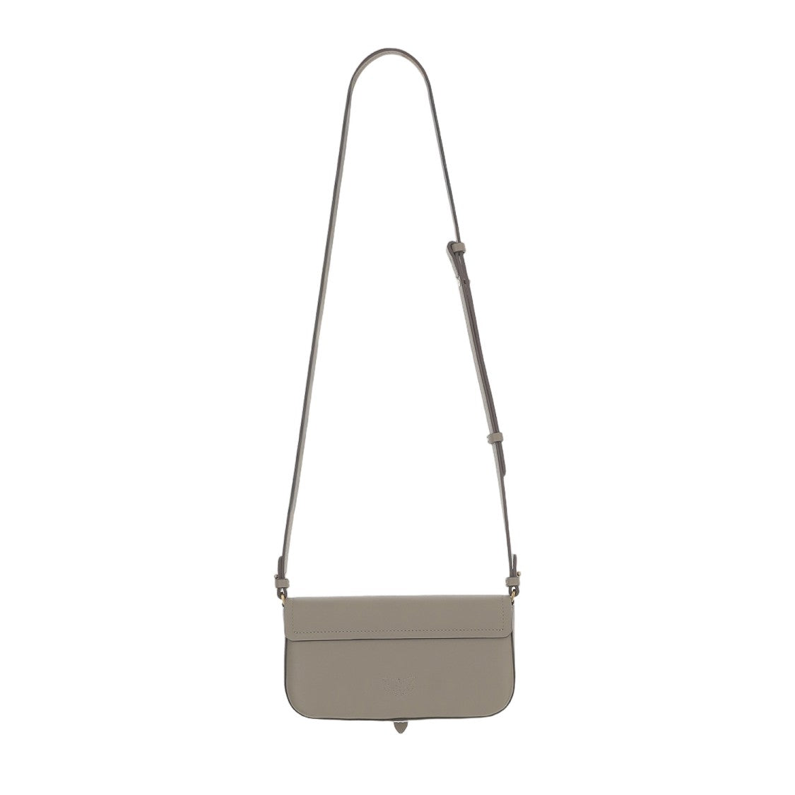 Pinko Rectangular Taupe Leather Bag With Flap Closure