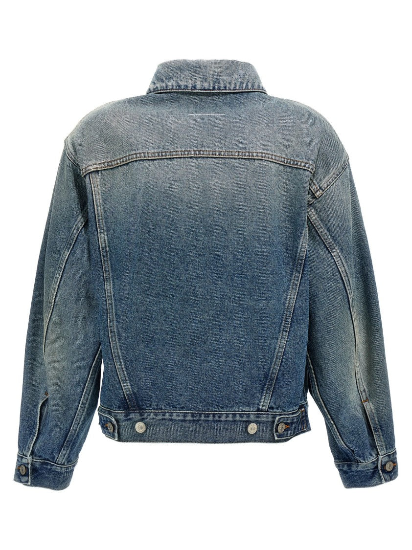 Mm6 By Maison Margiela Cut-Out Denim Jacket With Unique Sleeve Details