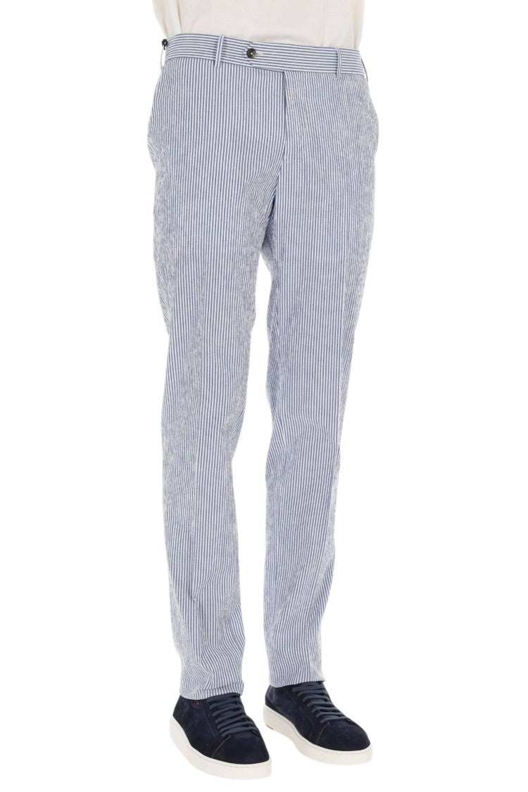 Pt Torino Striped Seersucker Slim Fit Pants