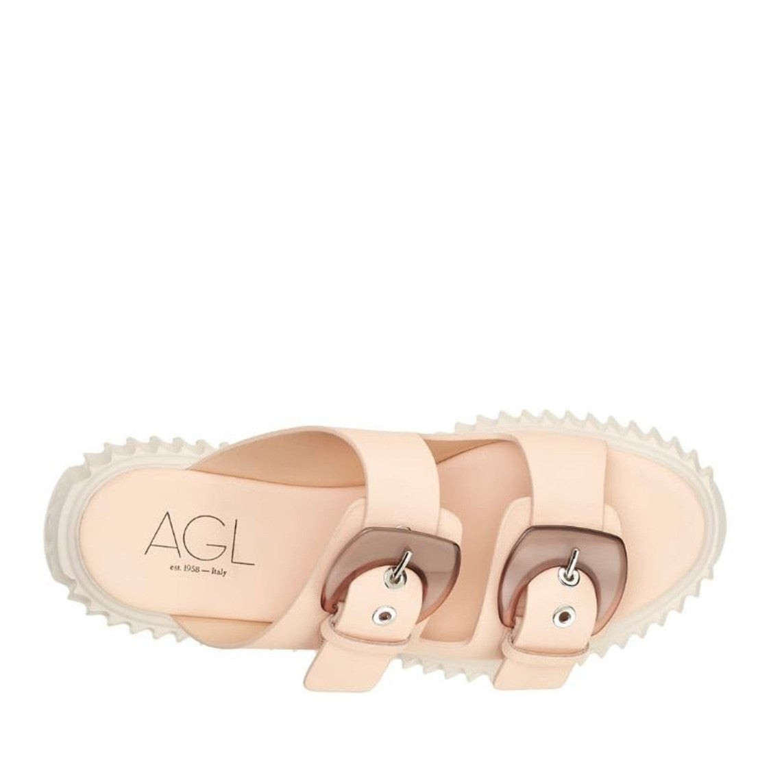 Agl Beige Agatha Leather Translucent Buckle Slippers