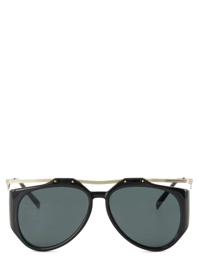 Saint Laurent Black Acetate Aviator Sunglasses