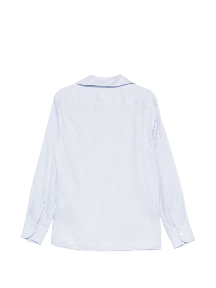 Doppiaa Relaxed Fit Blue Linen Shirt