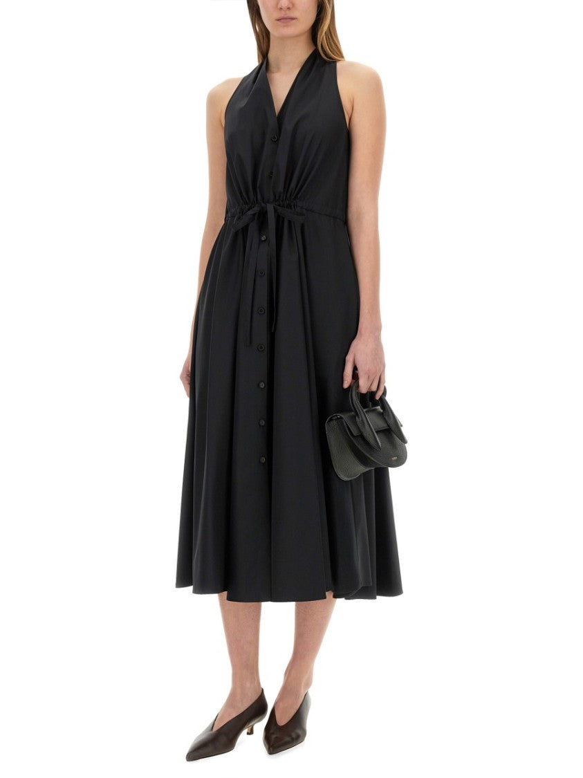Aspesi Sleeveless Black Poplin Midi Dress