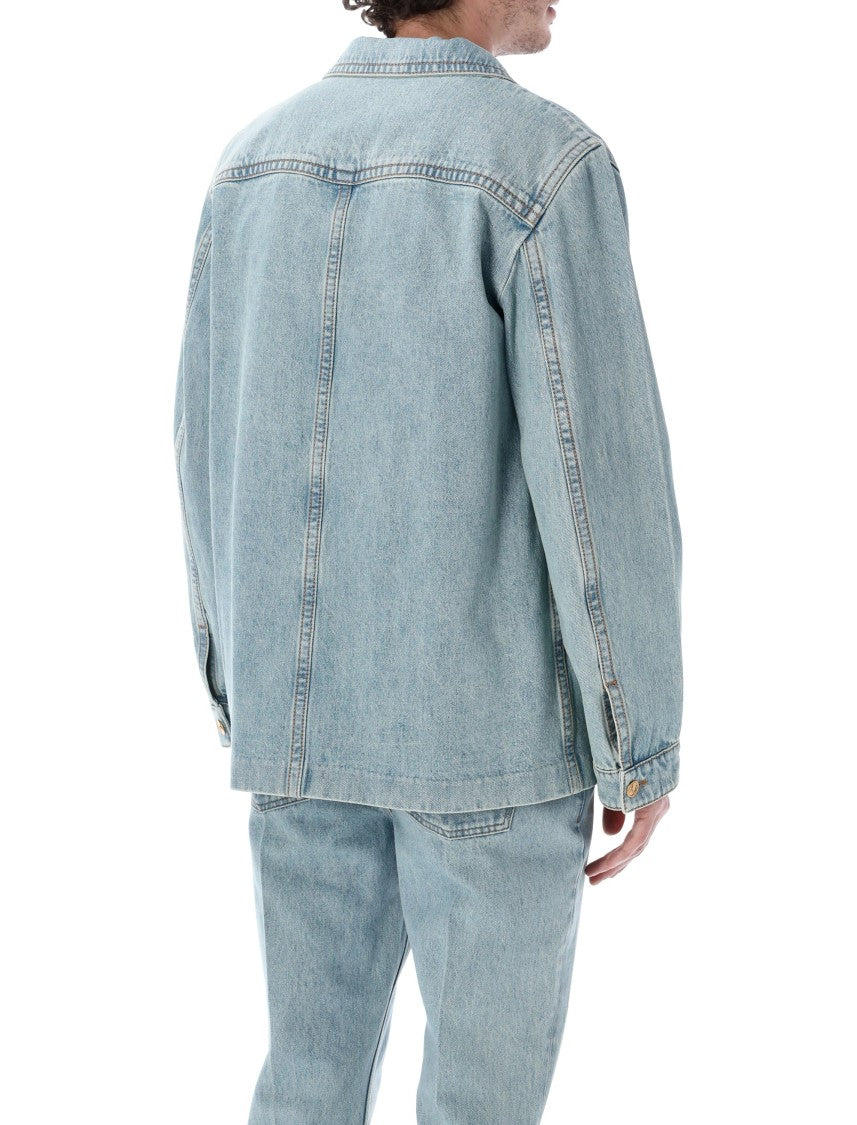 Valentino Garavani Structured Denim Jacket With Classic Collar