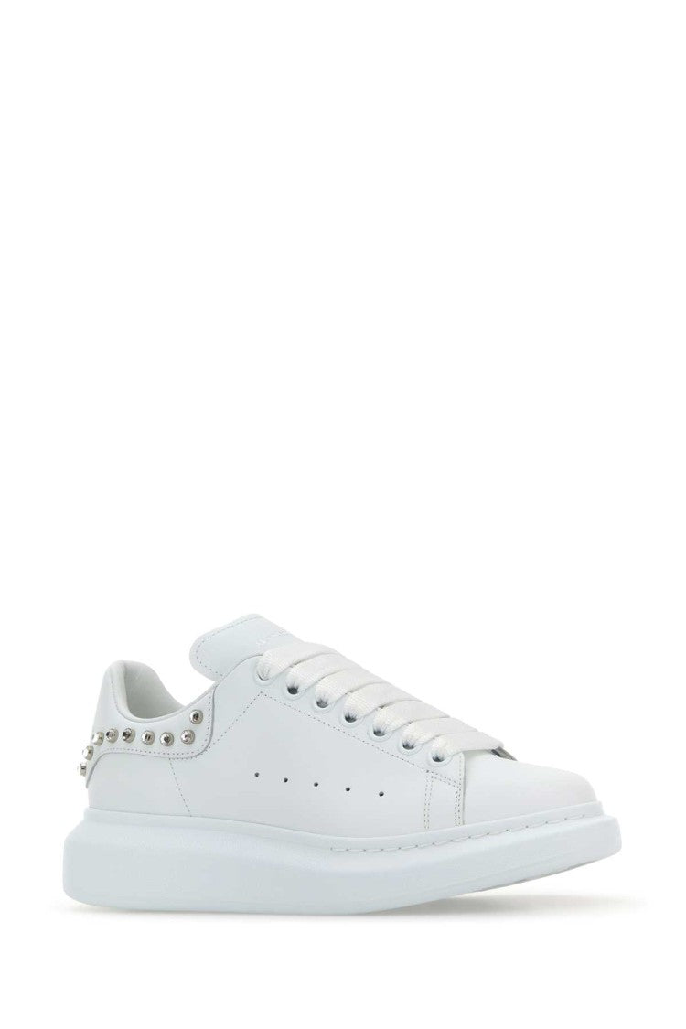 Alexander Mcqueen White Leather Sneakers With White Leather Heel