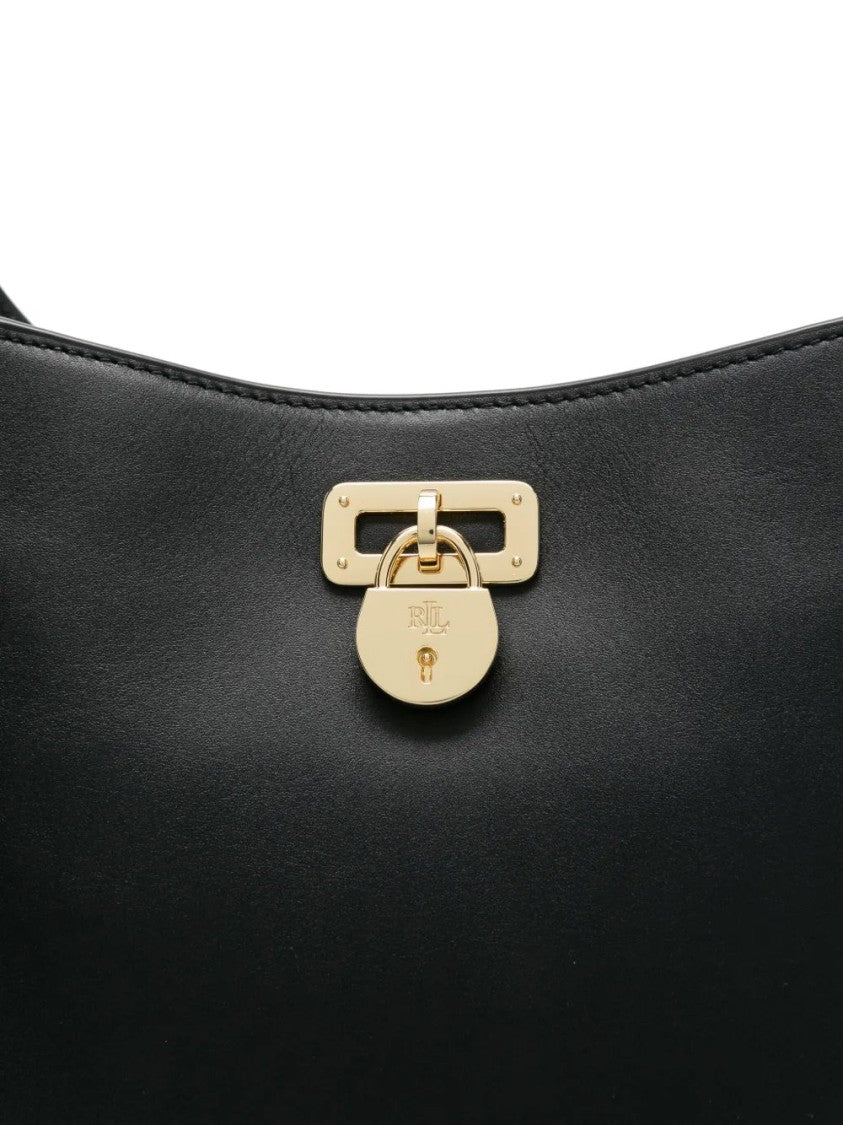 Lauren Ralph Lauren Spacious Black Cow Leather Shoulder Bag