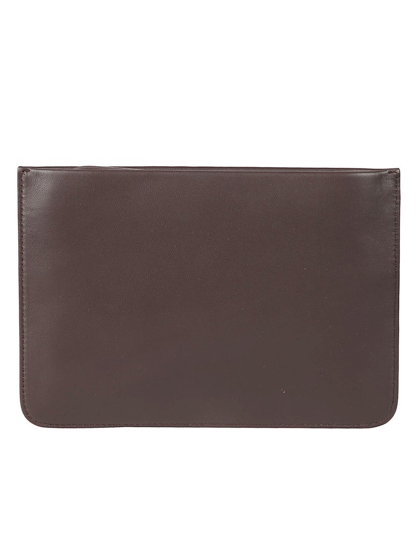 Patrizia Pepe Deep Brown Lambskin Rectangular Clutch