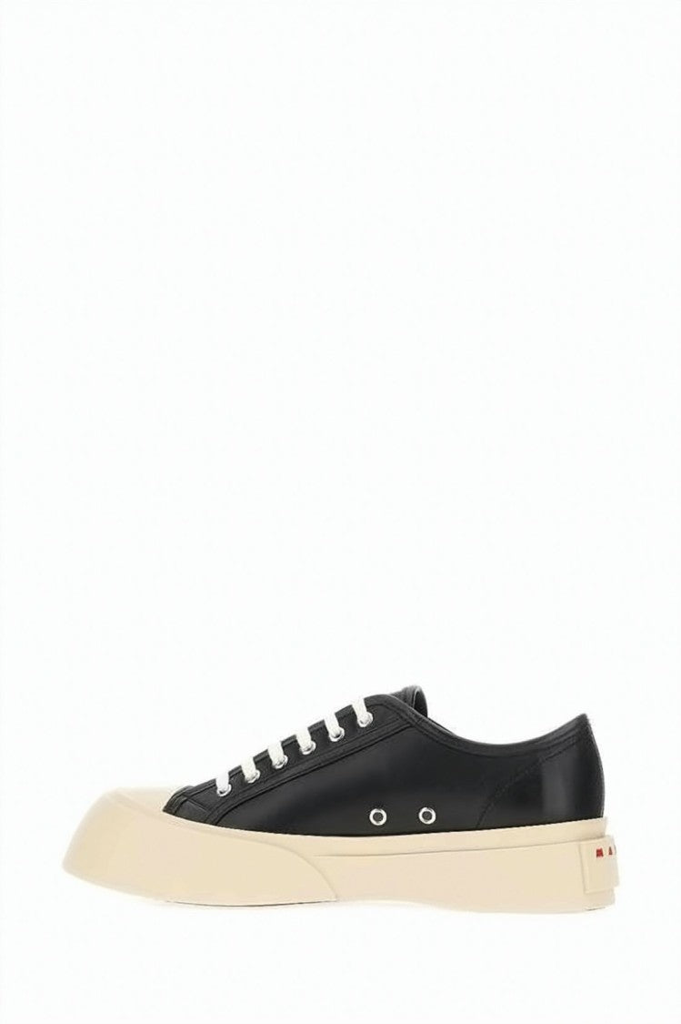 Marni Smooth Black Leather Low-Top Sneakers With Contrasting Rubber Sole