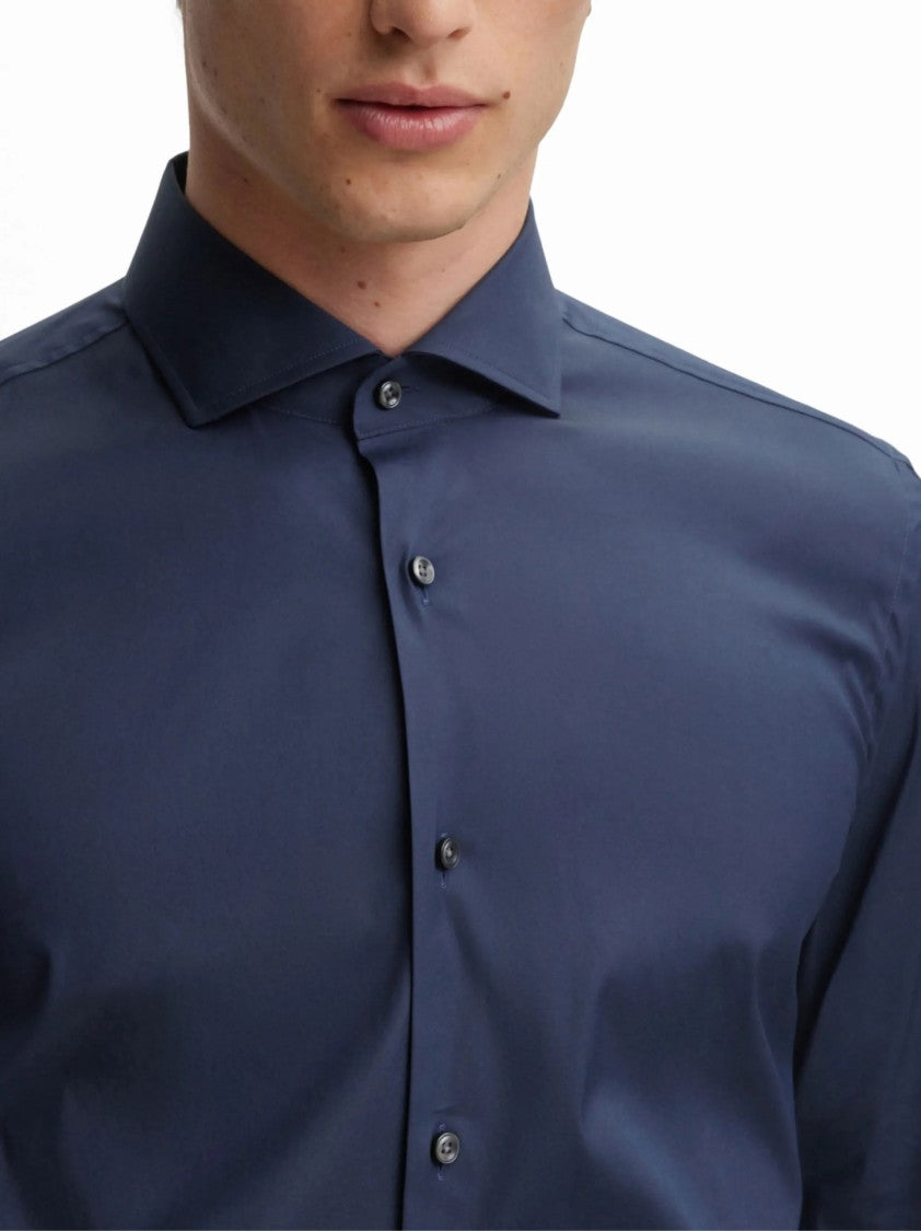 Boss Tailored Long-Sleeve Shirt With Pointed Collar And Button-Down Front