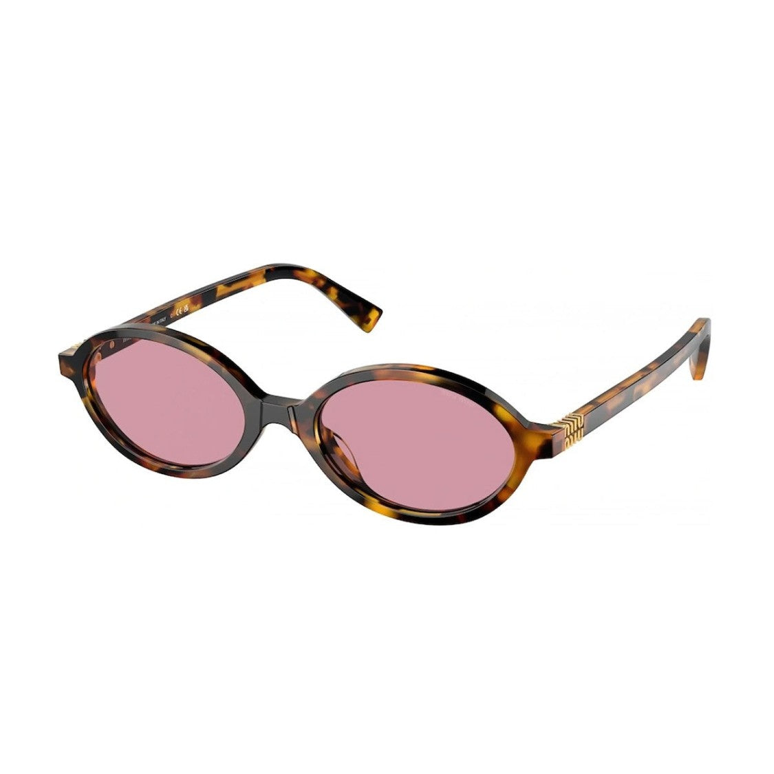Miu Miu Havana Regard Acetate Oval Sunglasses