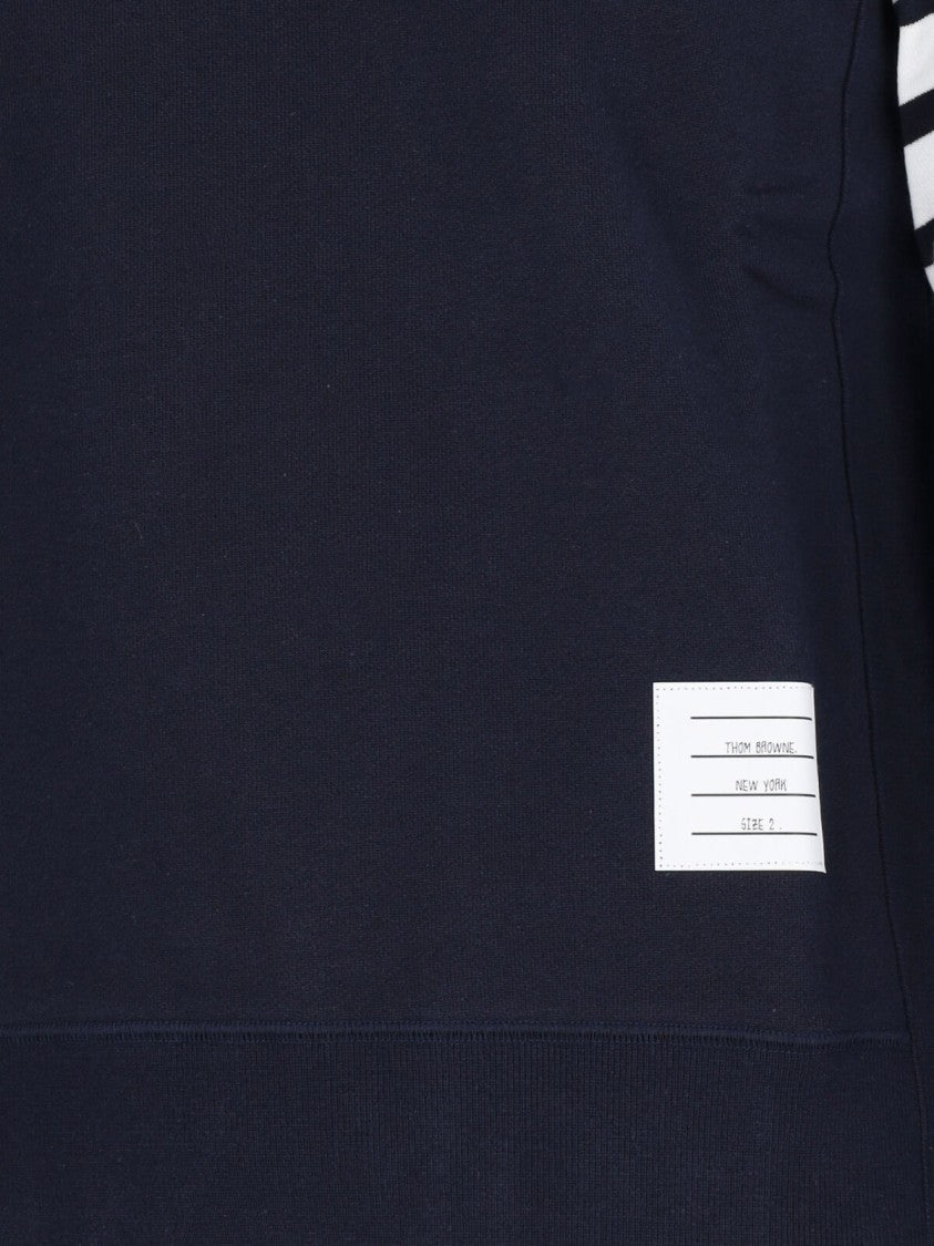 Thom Browne "4-Bar" Crew Neck Sweatshirt, In Blue Cotton