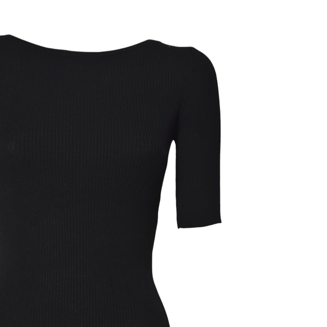 Max Mara Ribbed Fitted Top With Short Sleeves