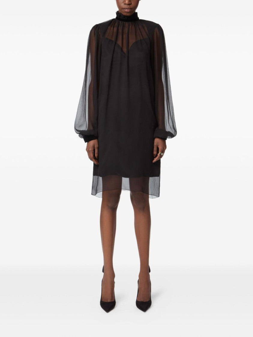 Nina Ricci Black High Neck Balloon Sleeve Dress