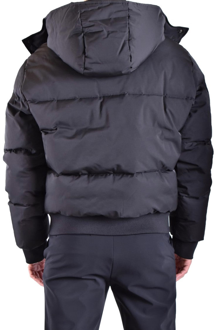 Moschino Puffy Black Jacket With Hood And Iconic Logo Detail