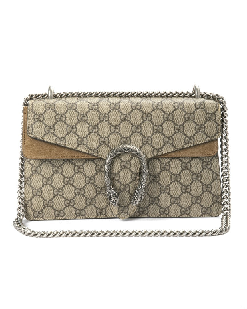 Gucci Beige Dionysus Medium Gg Supreme Suede Shoulder Bag