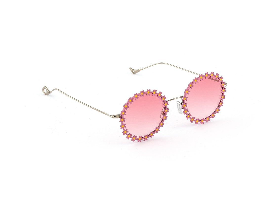 Eyepetizer Lulu Gradient Floral Round Sunglasses