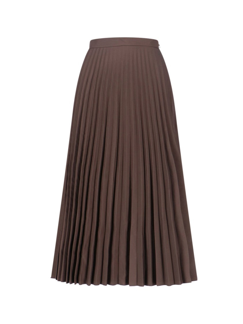 Mm6 By Maison Margiela Pleated Midi Skirt – Brown