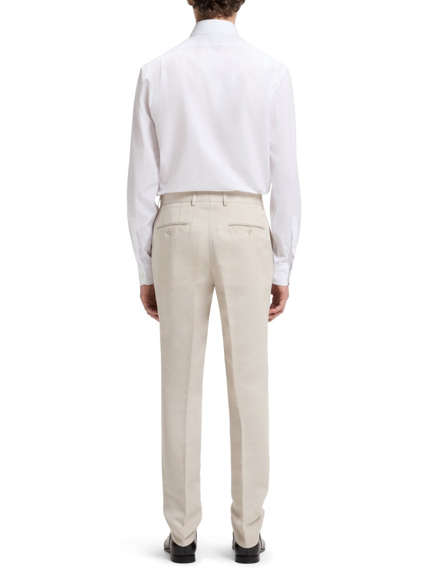 Boss Tailored Fit Suit Trousers With Pressed Creases