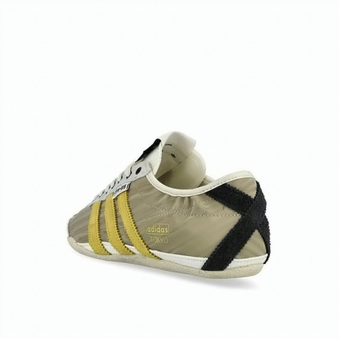 Song For The Mute Low-Profile Beige Sneakers With Yellow Stripes And Black Accents