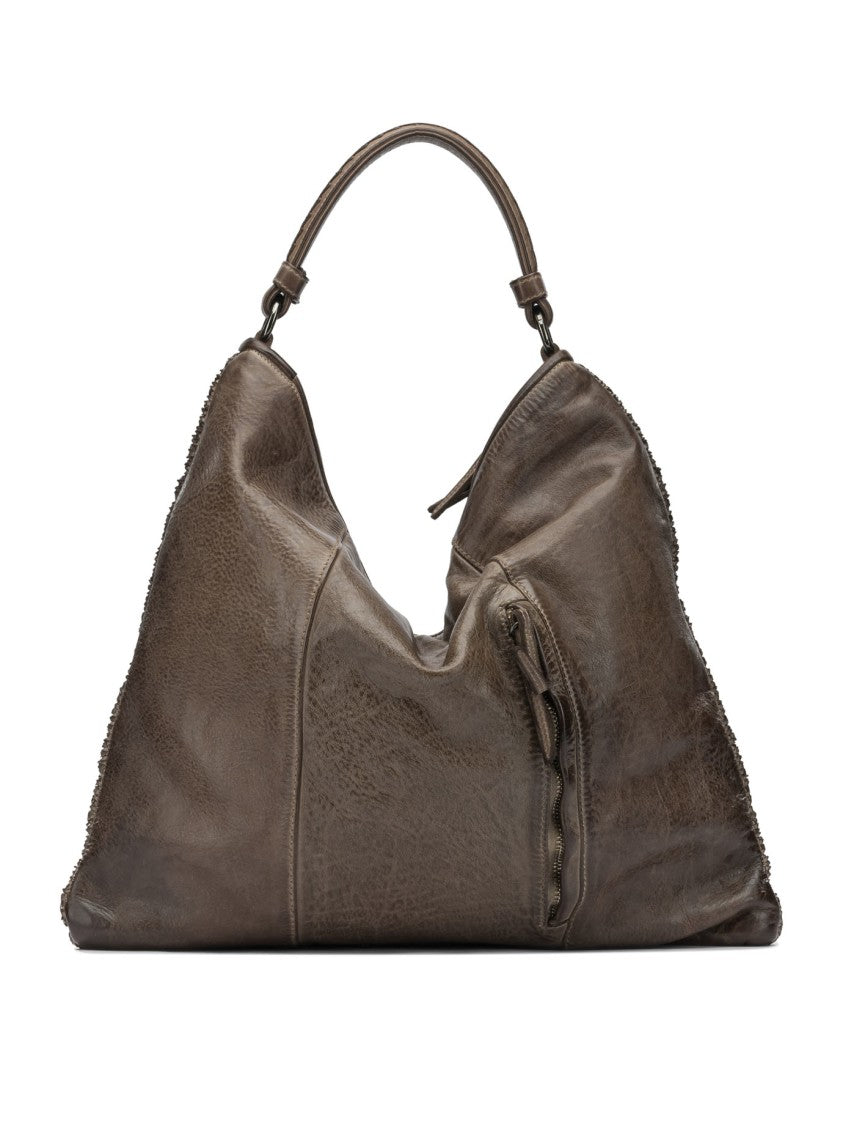 Giancarlo Nevola Textured Woven Large Shoulder Bag With Smooth Leather Back And Unique Design