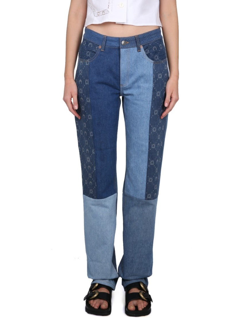Marine Serre Patchwork Denim Jeans