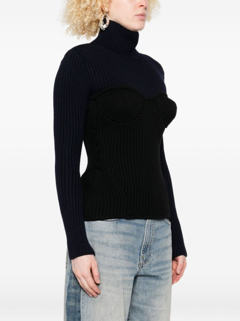 Jean Paul Gaultier Black Merino Wool Long Sleeve Top