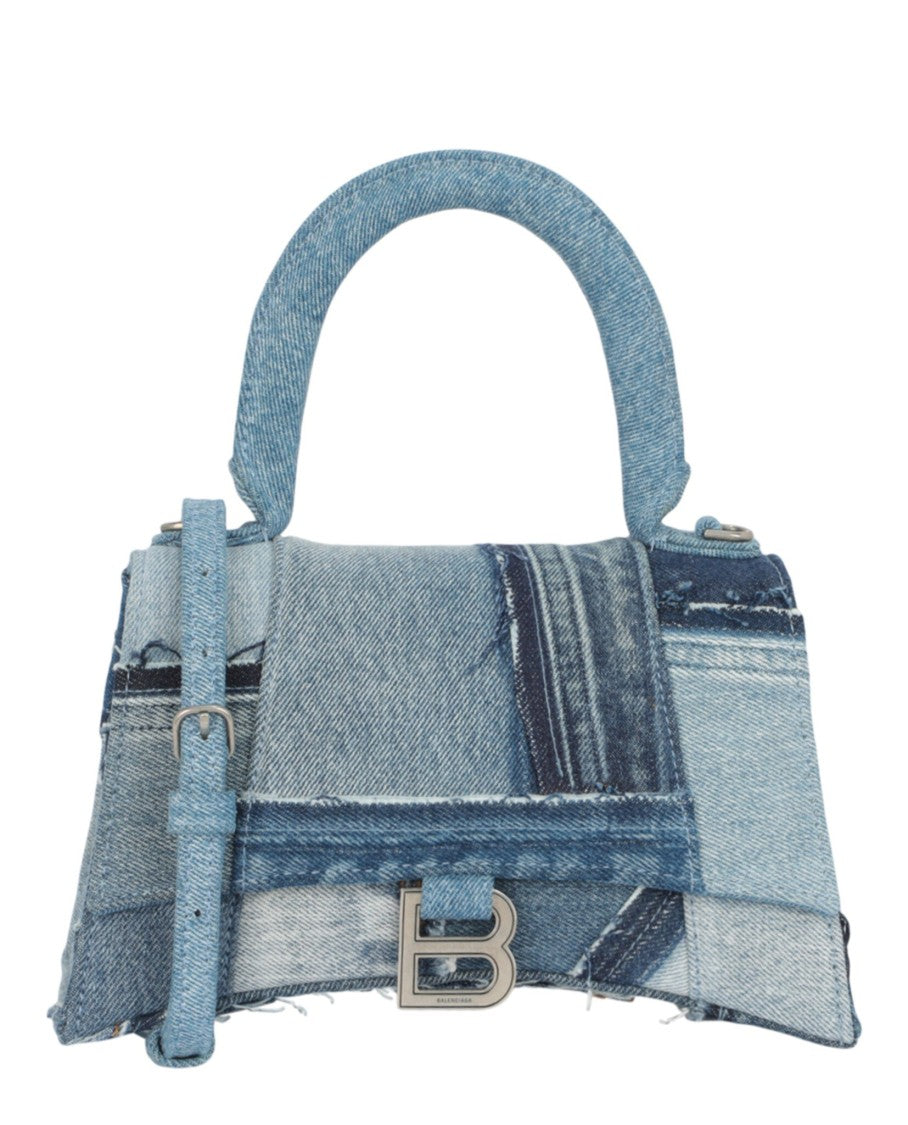 Balenciaga Hourglass Denim Patchwork Top Handle Bag