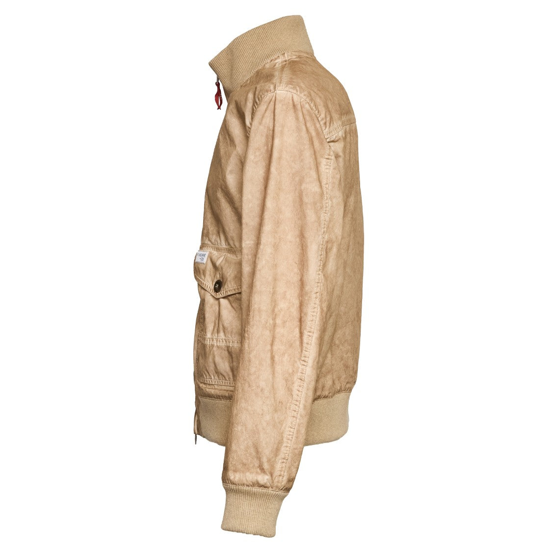 Fay Stone Washed Ribbed Trim Bomber Jacket