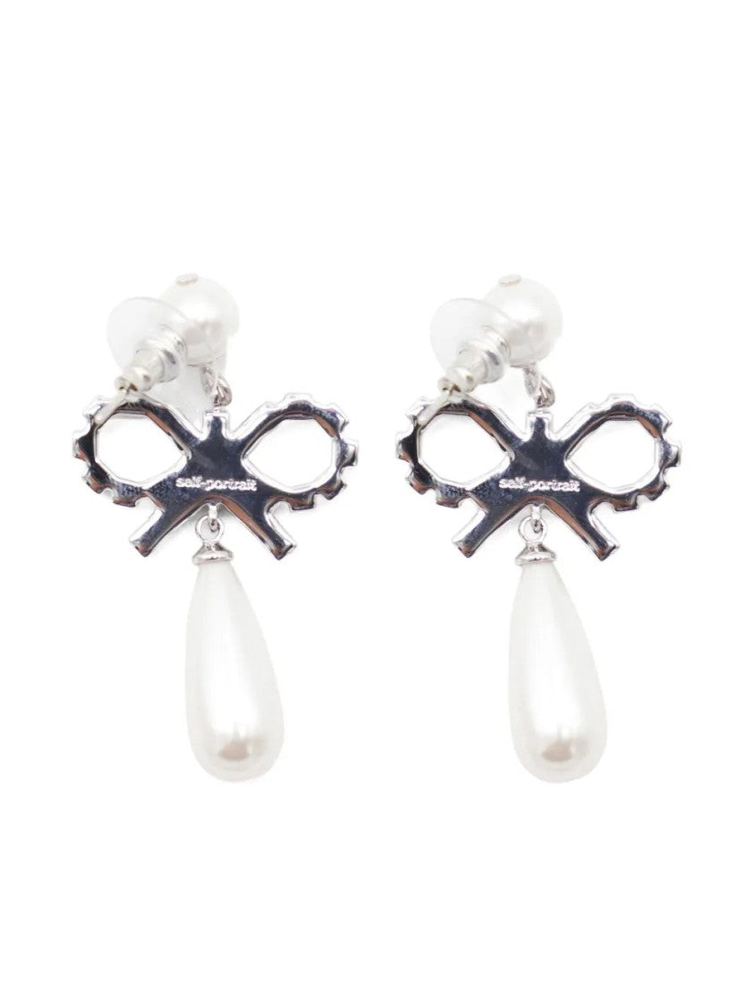 Self-Portrait Bow Droplet Earrings