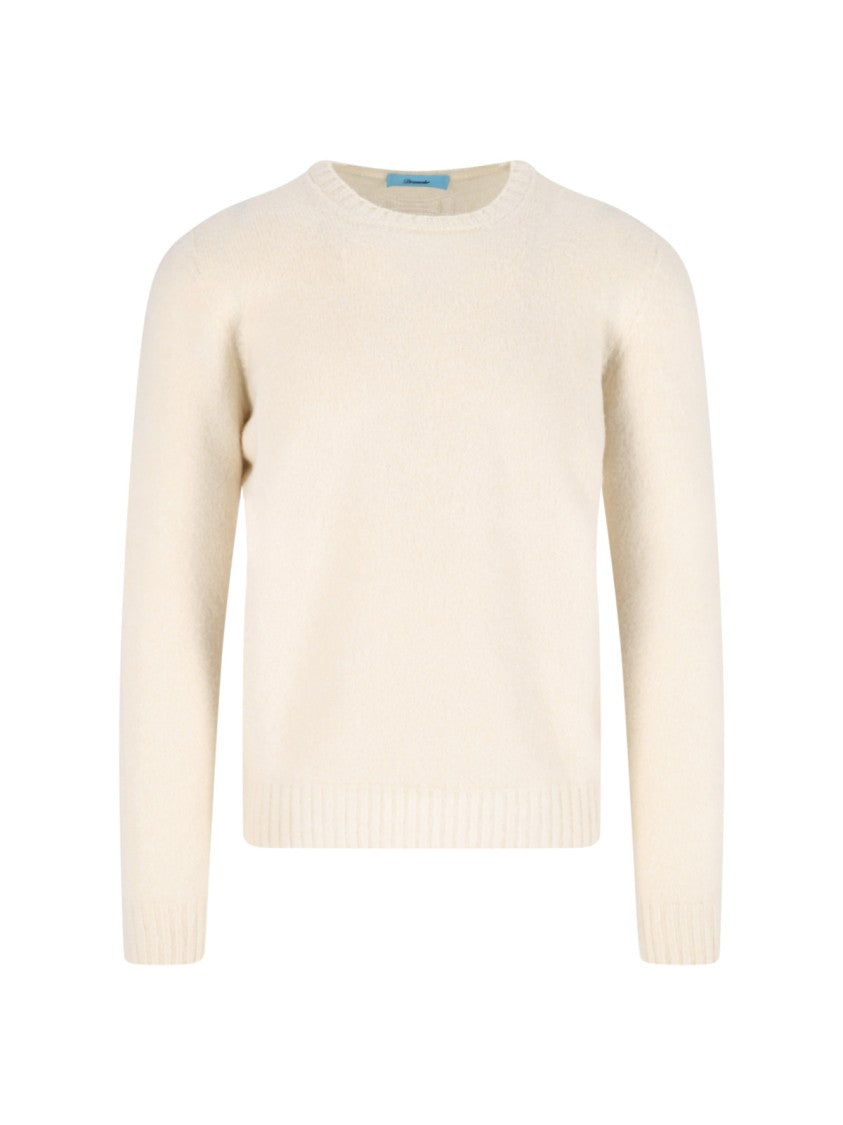 Drumohr Cream Wool Sweater With Ribbed Finishes And Classic Neckline