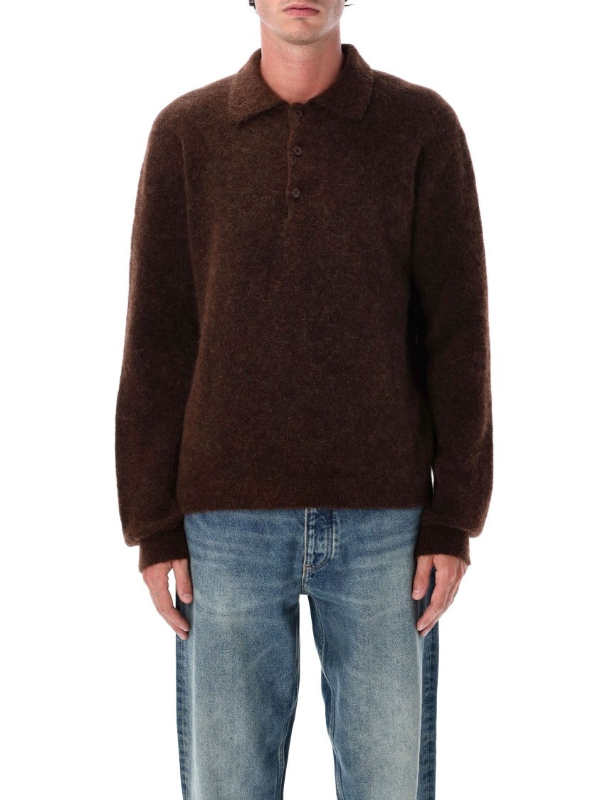 Sunflower Brown Mohair Blend Polo Sweater