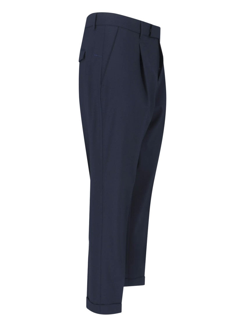 Cruna Blue Tailored Straight-Leg Virgin Wool Trousers