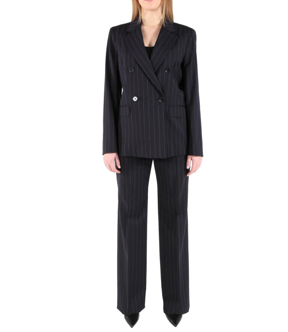 Max Mara Blue Pinstripe Virgin Wool Jacket