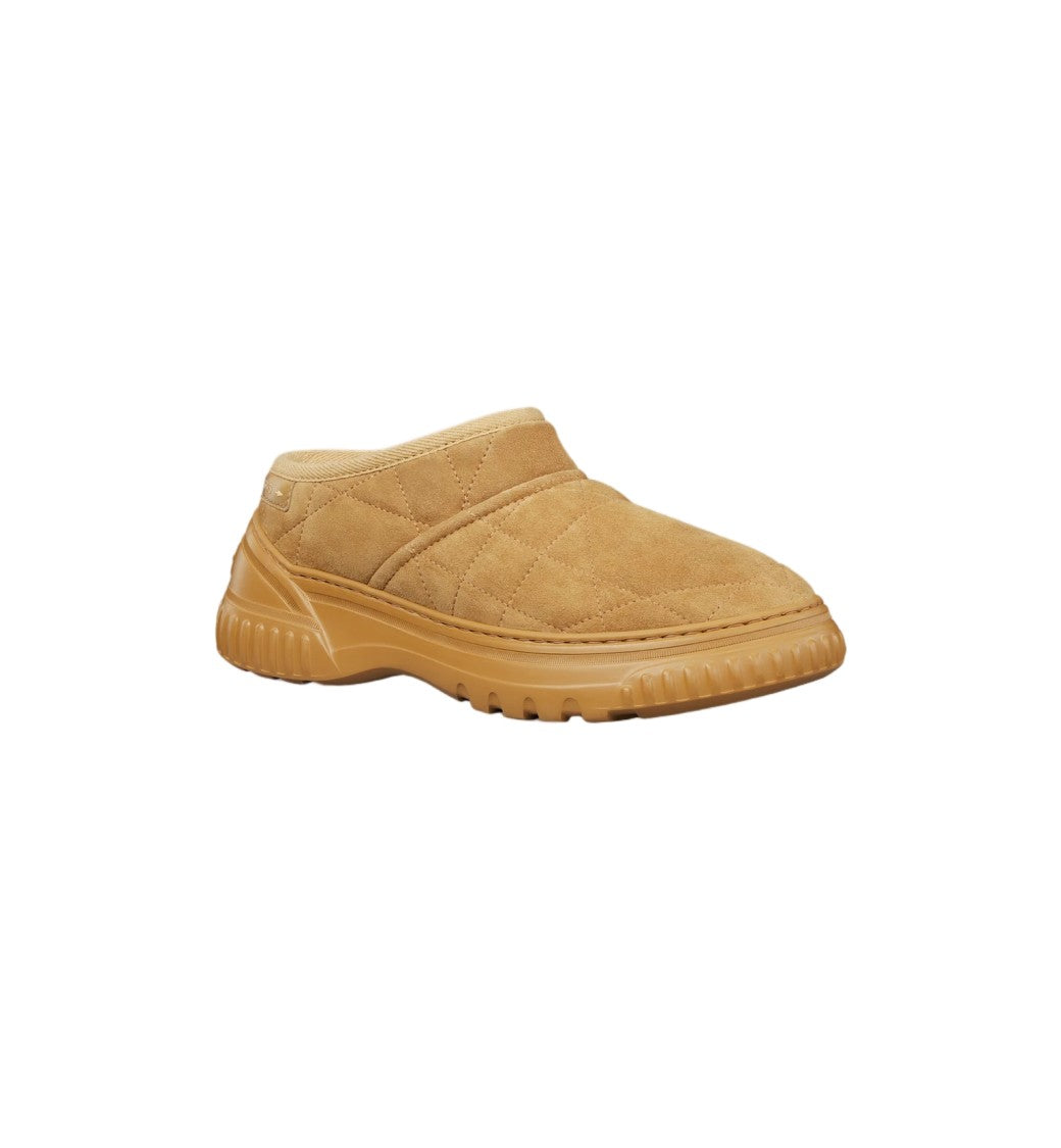Christian Dior Brown Quilted Suede Shearling Slip-On Boots